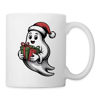 Weihnachtsgeist mit Geschenk - Tasse - Weiß - Rechts