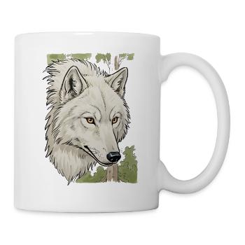 Tête de loup blanc dans la forêt - Mug blanc - blanc - Droite