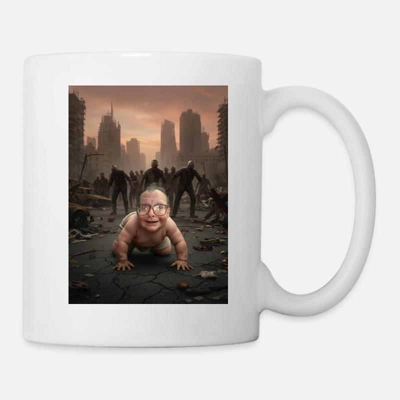 Bébé dans la forêt de la ville zombie - Mug blanc - blanc