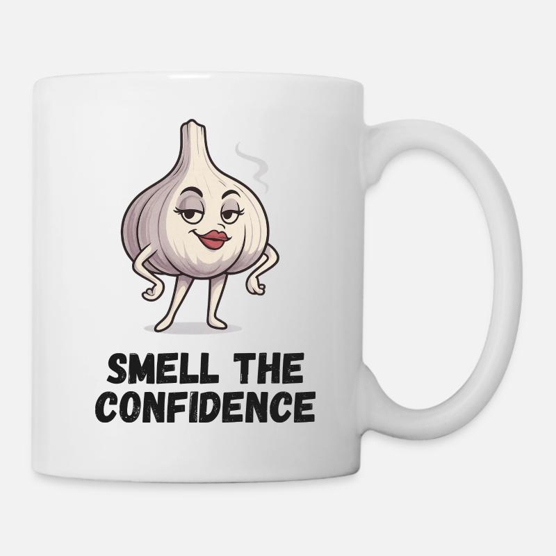 Knoblauch Selbstvertrauen Cartoon Dame Garlic - Tasse - Weiß
