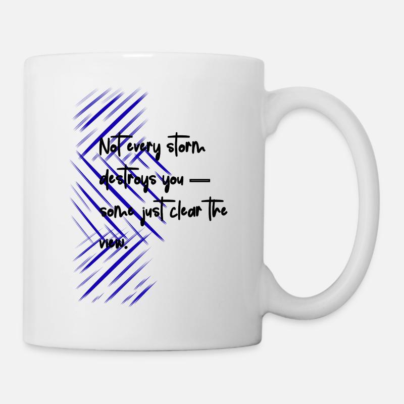 Blue Diagonal Hatch Abstract design - Mug - white