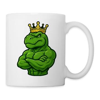Dinosaure T-Rex fort avec couronne confiante - Mug blanc - blanc - Droite
