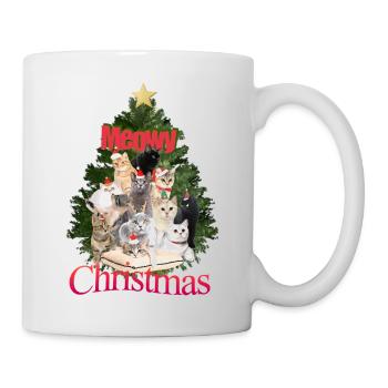 Miauige Weihnachtskatze Collage - Tasse - Weiß - Rechts