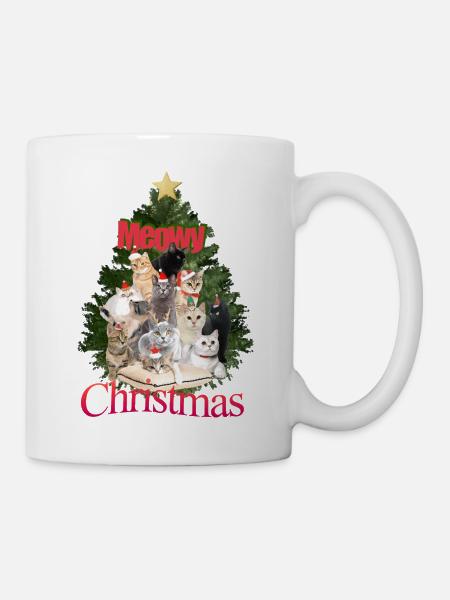 Meowy Christmas Cat Collage - Mug - white