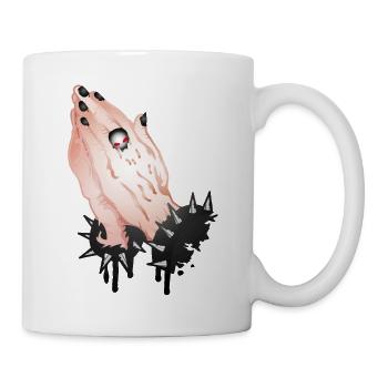 Gothic Praying Hands with Skull Ring - Mug - white - Right
