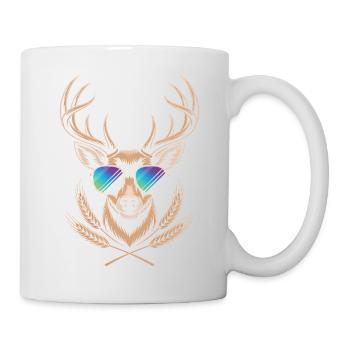 Hirsch mit Geweih - Tasse - Weiß - Rechts