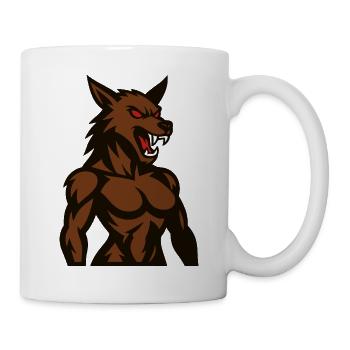 Angry Brown Wolf Mascot - Mug - white - Right