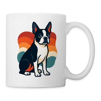 Buntes Boston Terrier Hundemotiv - Tasse - Weiß - Rechts