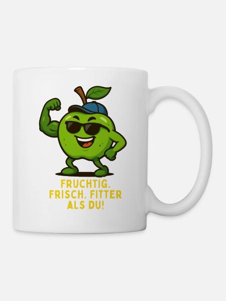 Fruity Fitness Apple Hero Musculation Dessin animé - Mug blanc - blanc
