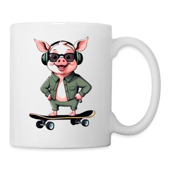 Skateboard Pig Retro Look - Mug - white - Right