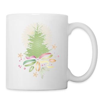 Sapin de Noël délicat avec ruban coloré - Mug blanc - blanc - Droite