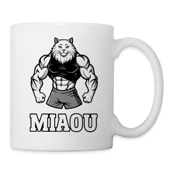 Meow Muscular Cat – Humor-Bodybuilding-Sport - Tasse - Weiß - Rechts
