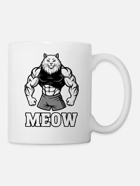 Meow Gym Cat - Humour drôle de culturisme - Mug blanc - blanc