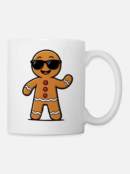 Gingerbread Mann mit Sonnenbrillen - Tasse - Weiß