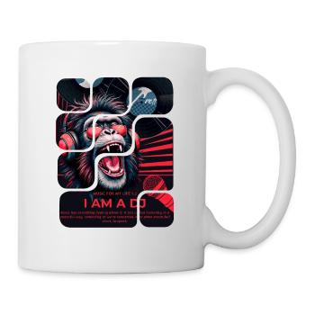 DJ monkey with headphones neon design - Mug - white - Right