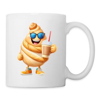 Croissant mit Kaffee - Tasse - Weiß - Rechts