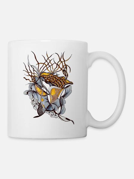 Orangene Pflanzenwildnis - Tasse - Weiß