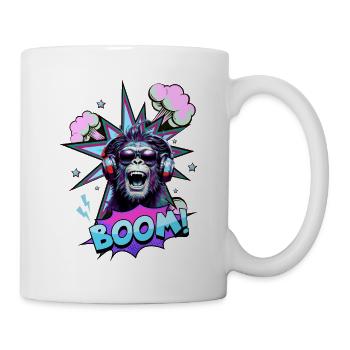 Neon monkey with headphones BOOM! - Music design - Mug - white - Right