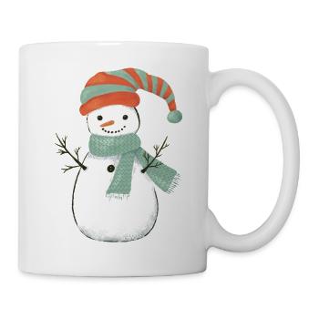 Whimsical Snowman with Teal Scarf. Christmas  - Mug - white - Right