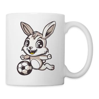 Hoppel Hase im Fußballspiel - Tasse - Weiß - Rechts