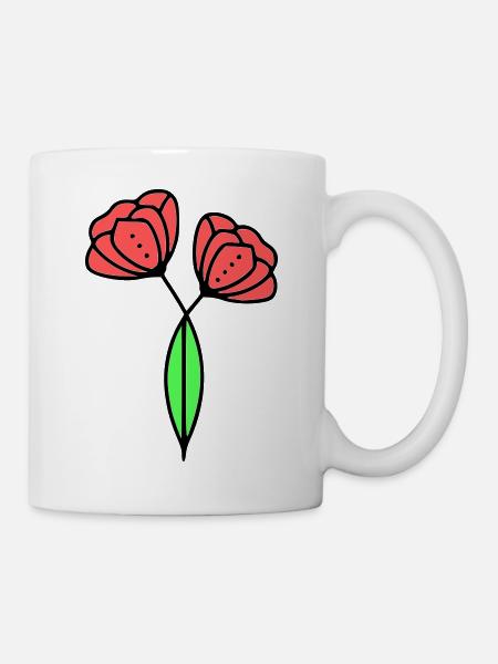 mohnblume-mohnblumen-minimalistisch-line-art-6 - Tasse - Weiß