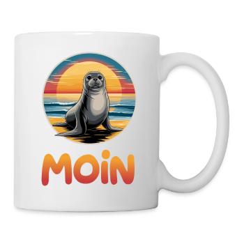 Cute Seal Moin On The Beach Sunset - Mug - white - Right