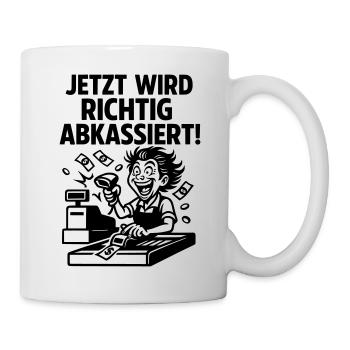 abkassieren Kassiererin Supermarkt - Tasse - Weiß - Rechts