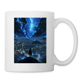 Leuchtende Stadt unter elektrischem Himmel - Tasse - Weiß - Rechts