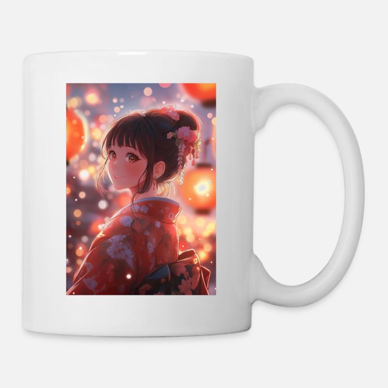 Kimono floraison lumineuse lanternes - Mug blanc - blanc