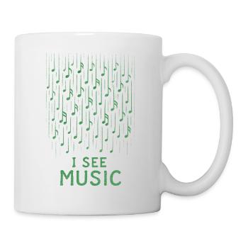 Je vois de la musique : une pluie de notes abstraites - Mug blanc - blanc - Droite