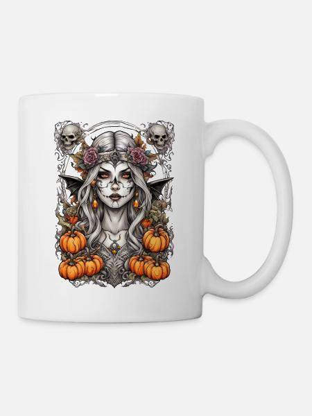 Mondschatten Fee mit Kürbissen - Tasse - Weiß
