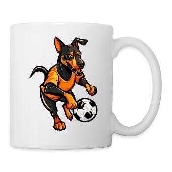 Fußballhund im Flammen-Design - Tasse - Weiß - Rechts