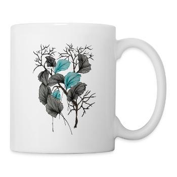 Poésie Feuille Branches Bleu-Vert - Mug blanc - blanc - Droite