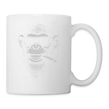 Singe souriant avec des lunettes de soleil Fumer un cigare - Mug blanc - blanc - Droite