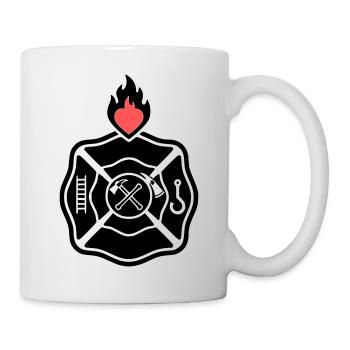 Feuerwehr Emblem | Florian-Kreuz mit Herz - Tasse - Weiß - Rechts