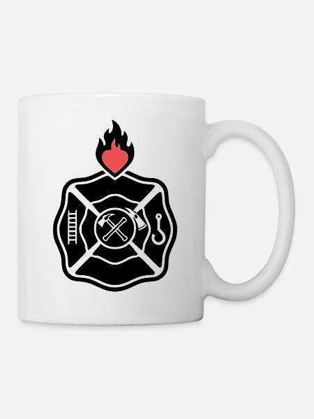 Feuerwehr Emblem | Florian-Kreuz mit Herz - Tasse - Weiß