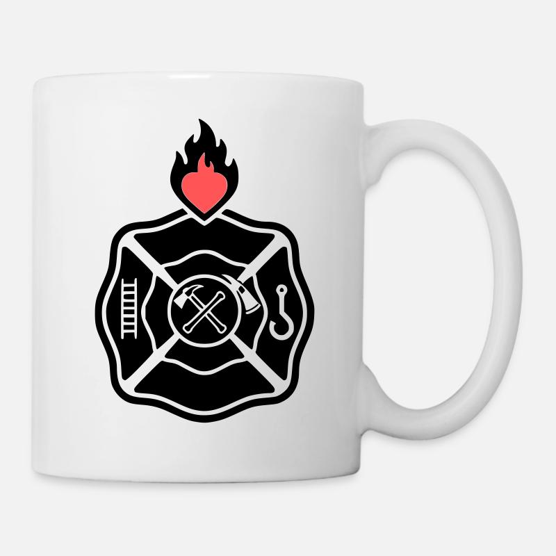 Feuerwehr Emblem | Florian-Kreuz mit Herz - Tasse - Weiß