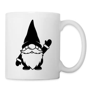 Lustiger Wichtel am Winken Illustration - Tasse - Weiß - Rechts