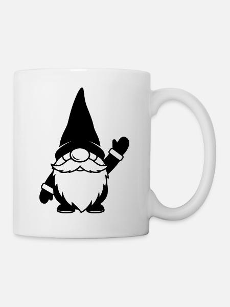 Lustiger Wichtel am Winken Illustration - Tasse - Weiß