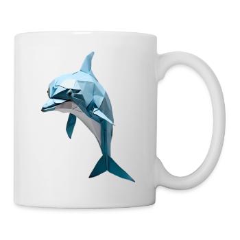Blue Low-Poly Dolphin - Mug - white - Right