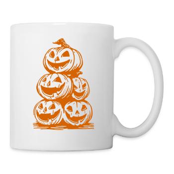 Citrouilles d’Halloween – Pile de visages effrayants - Mug blanc - blanc - Droite
