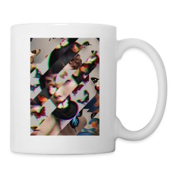 Glitch Butterfly Portrait - Mug - white - Right