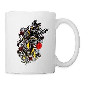 Fleurs de ligne blanche noire Accents jaunes - Mug blanc - blanc - Droite