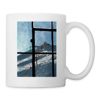 Window view ski lift Blau - Mug - white - Right