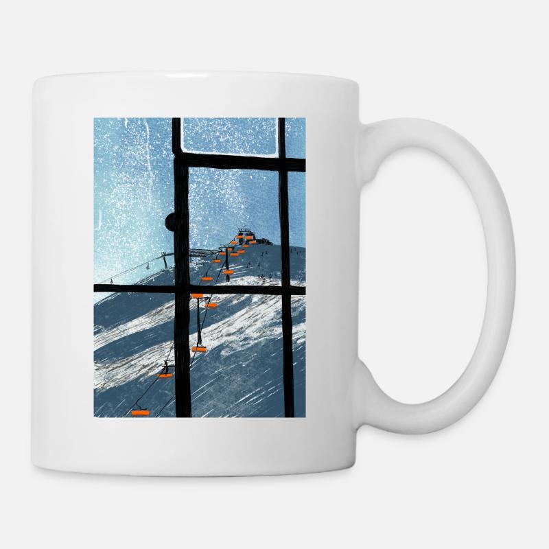 Télésiège à vue fenêtre Blau - Mug blanc - blanc