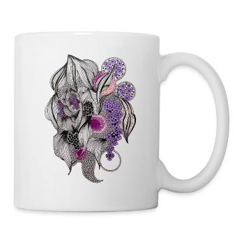 Flowers Zentangle in Purple - Mug - white - Right