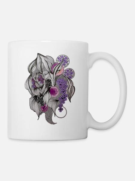 Blumen Zentangle in Lila - Tasse - Weiß