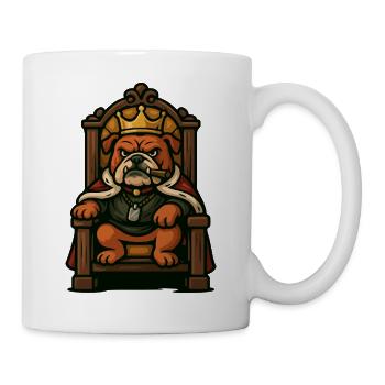 Royal Bulldog King on Throne Cartoon Graphic - Mug - white - Right