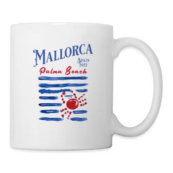 Mallorca 2022 Palm Beach Blaue Krabbe - Tasse - Weiß - Rechts