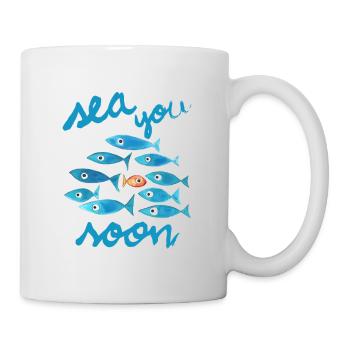 À bientôt en mer poissons bleus - Mug blanc - blanc - Droite